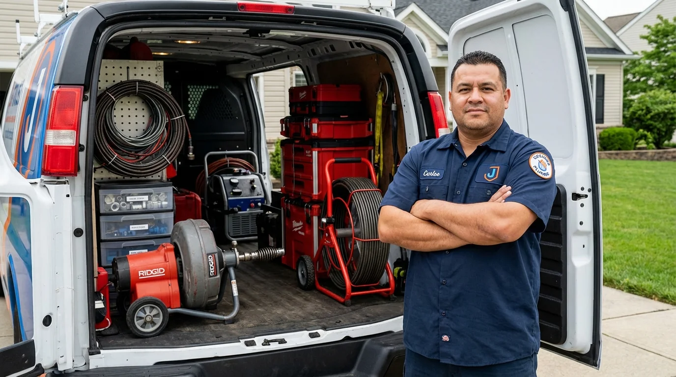 Professional drain cleaning equipment and Johns Plumbing LLC plumber in Britt