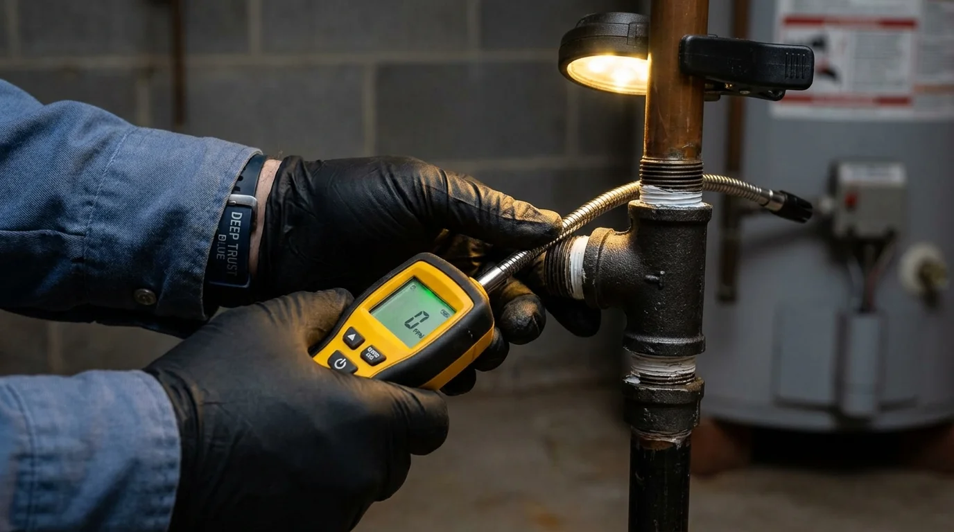 Gas leak detection with electronic sniffer by Johns Plumbing LLC in Britt